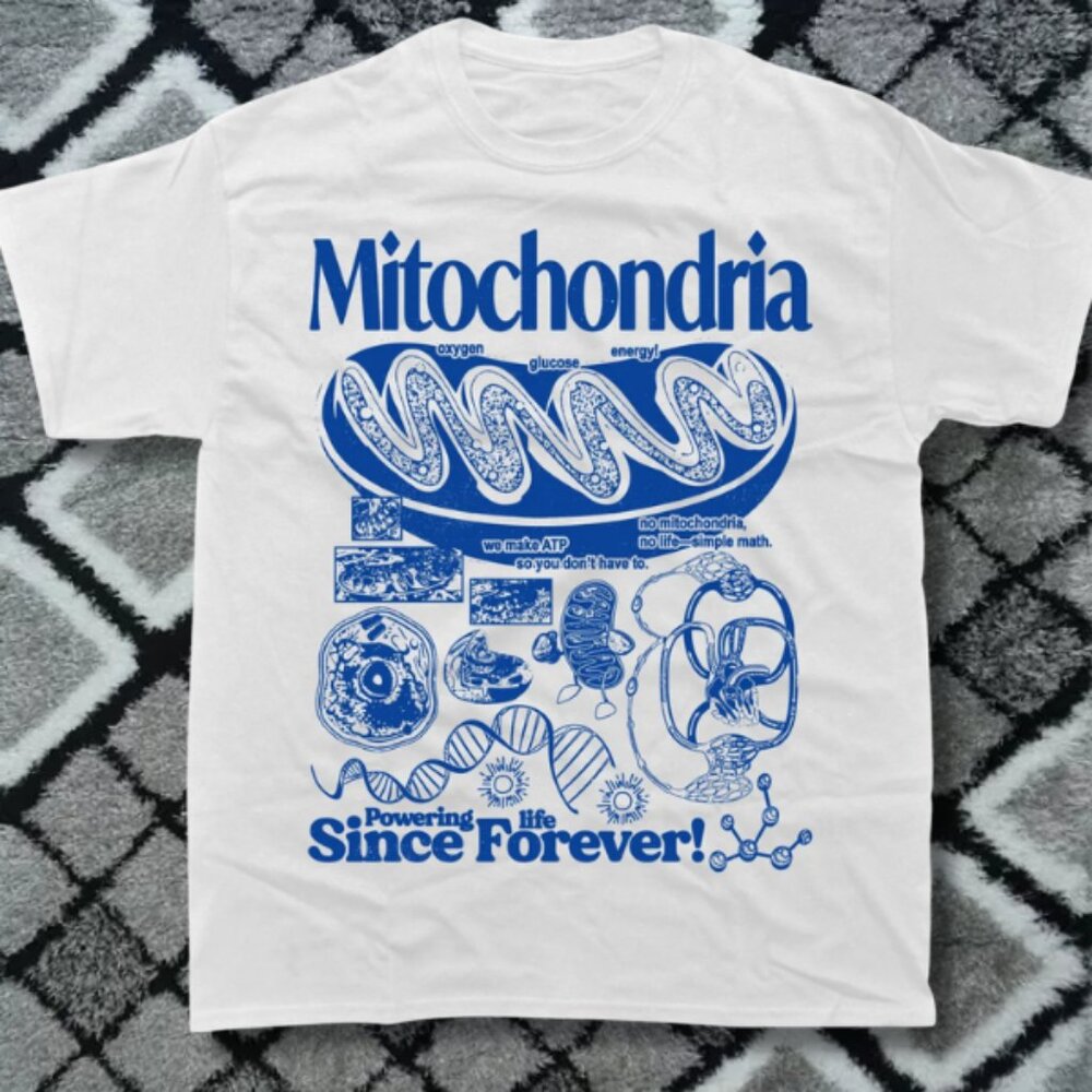 Mitochondria Vintage Science T-Shirt Biology Graphic Tee Academic Cell Diagram
